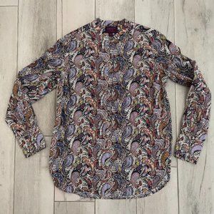 Liberty Art Fabrics for J. Crew Long Sleeve Pullover Buttoned Shirt Paisley Sz 0